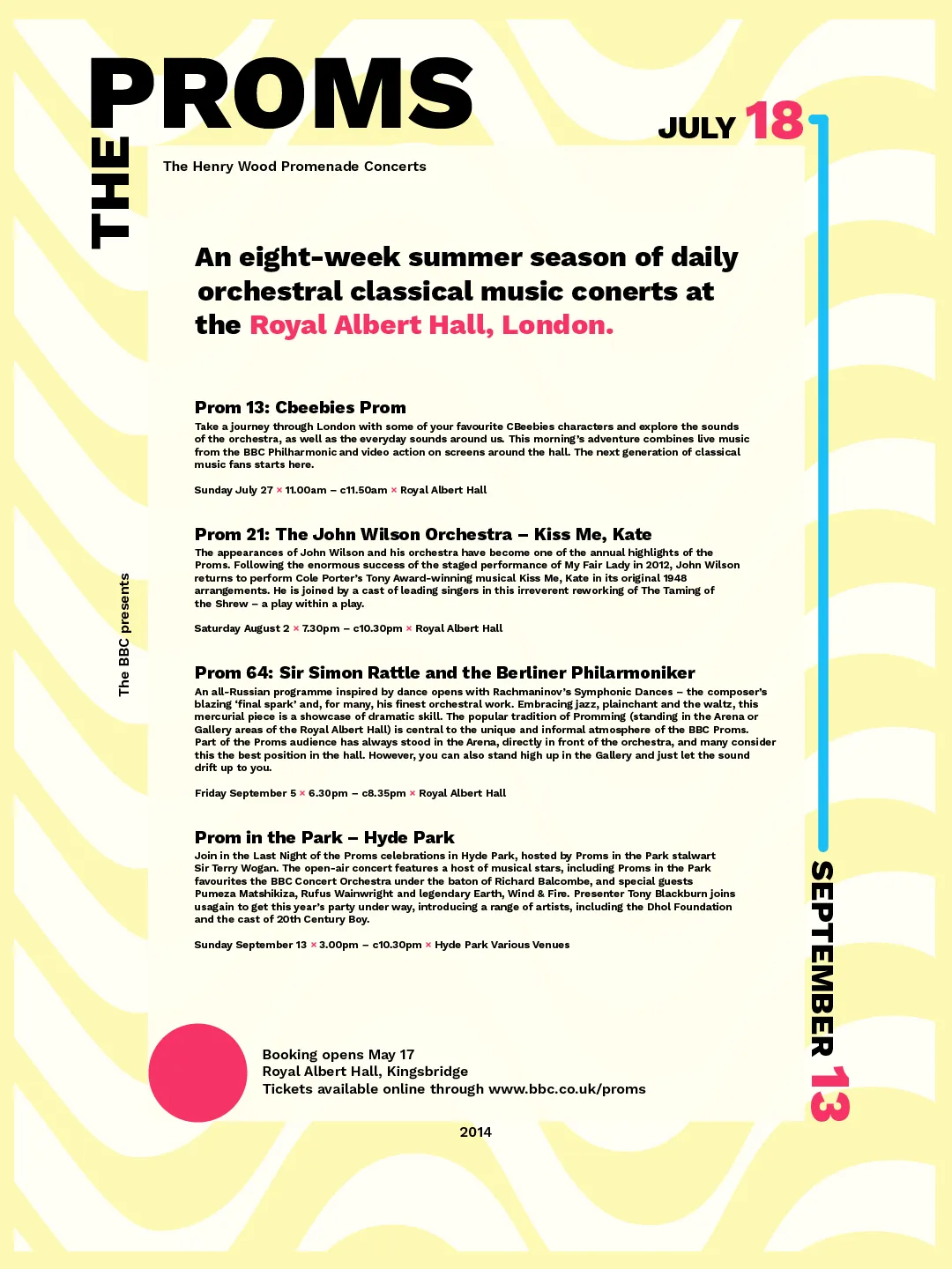 A sans-serif version of a poster for "The Proms", a BBC show.